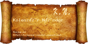 Koleszár Nándor névjegykártya